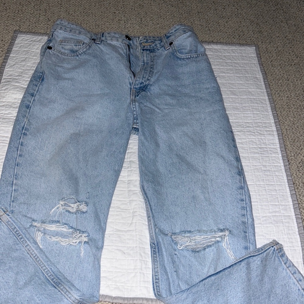 ZARA light wash ripped denim jeans straight leg